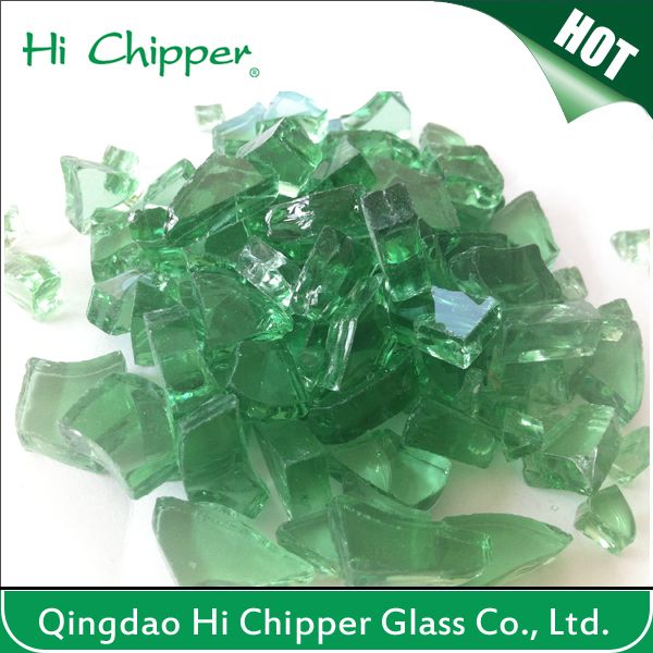 Green Reflective Tempered Fire Pit Glass Chips