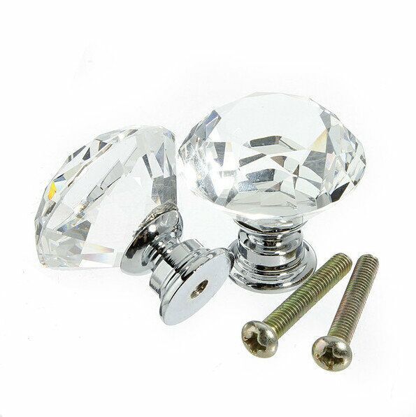 Diamond Crystal Glass Furniture Handles