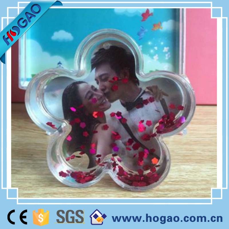 Heart-Shaped Acrylic Cheap Photo Frame Snow Globe