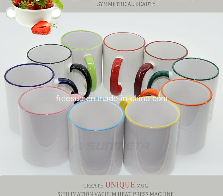 FDA Sublimation Ceramic Mug with Rim and Handle Color (SKB-02)