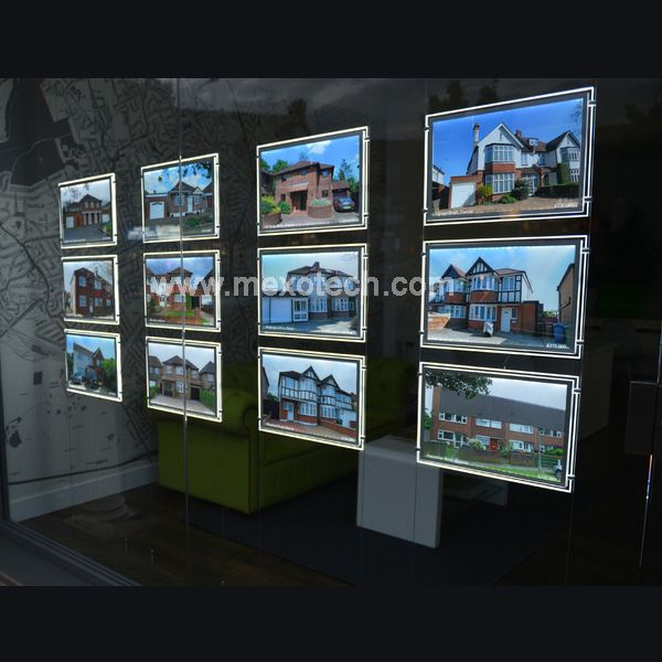 Acrylic Frame LED Light Pocket for Estate Agent Window Displays