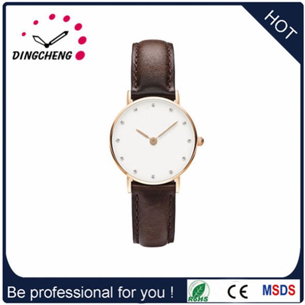 2015 Custom Logo Super Slim Wrist Watch/Leather Band (DC-1421)