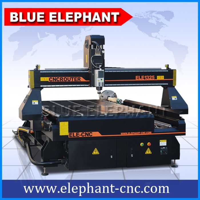 Blue Elephant 1325 4 Axis Wood Cutting CNC Machine / 3D Engraving Machine