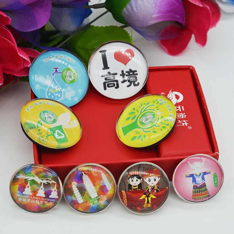 Hot Sale Customized Tourist Souvenir Dome Crystal Glass Magnet/Button Glass Fridge Magnets