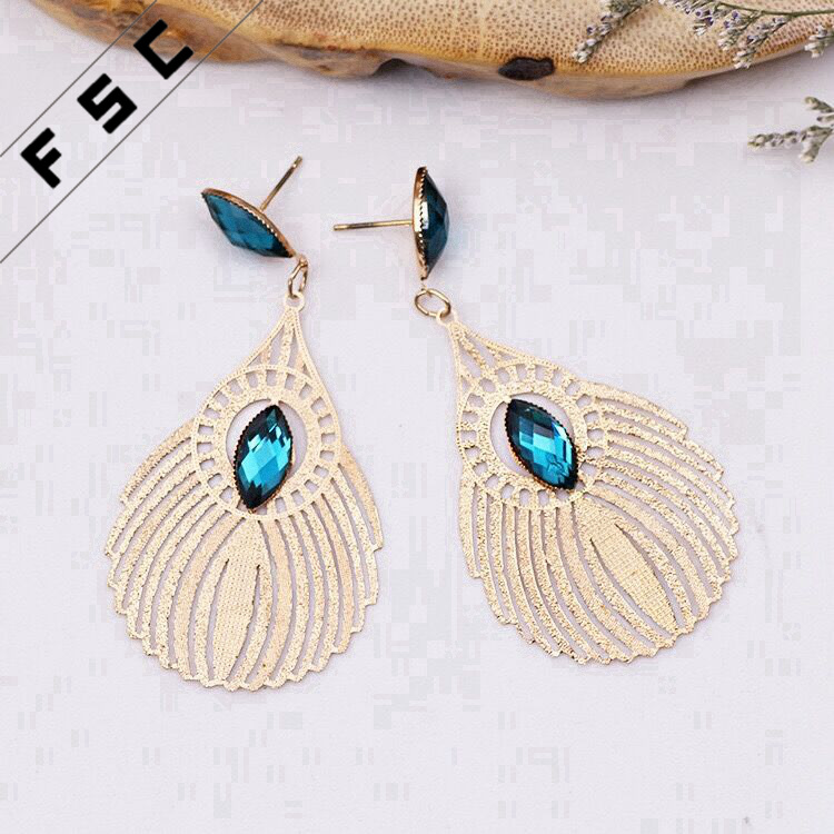 Unique Crystal Copper Jewelry Dangle Earrings