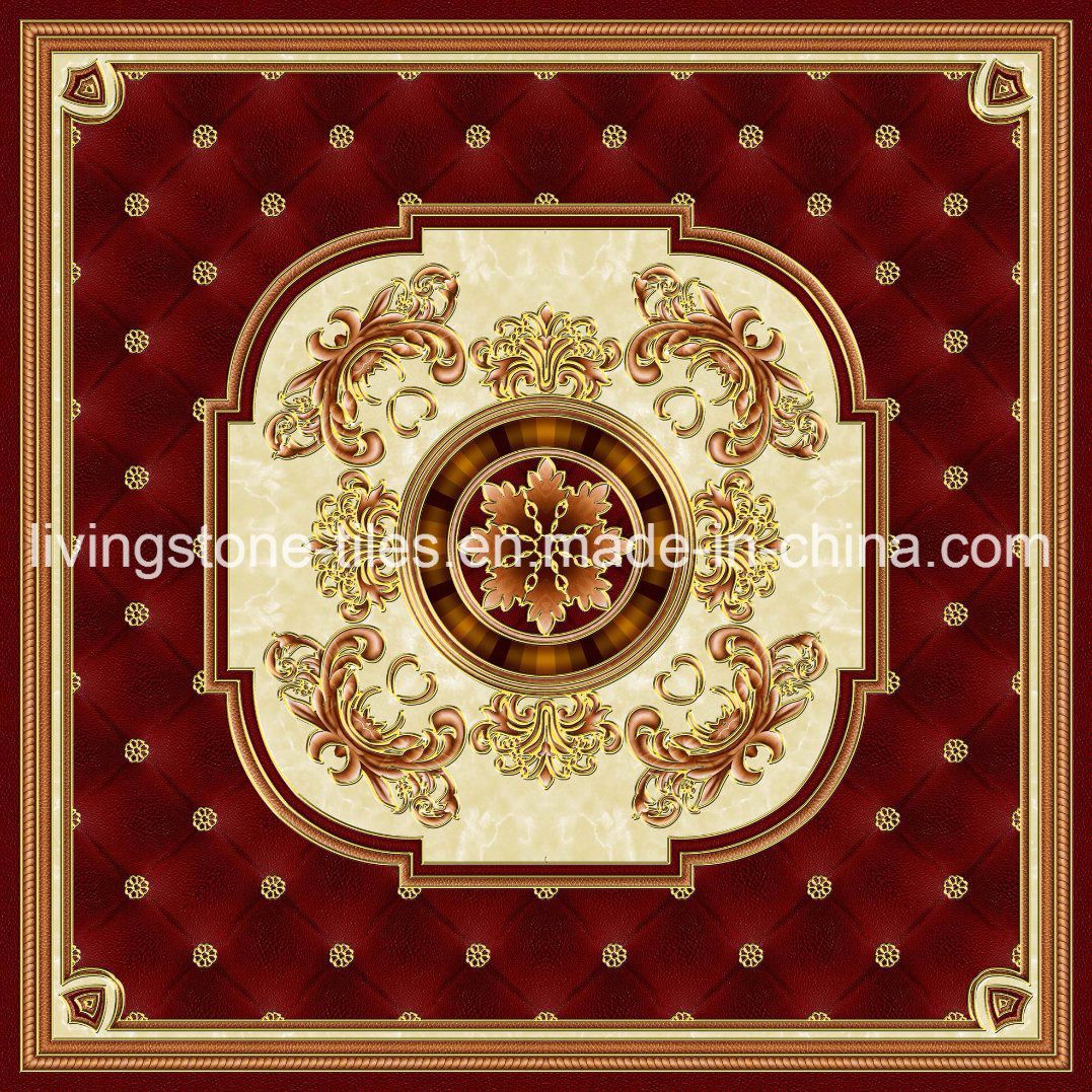 Red Color Carpet Puzzle Tile with Golden