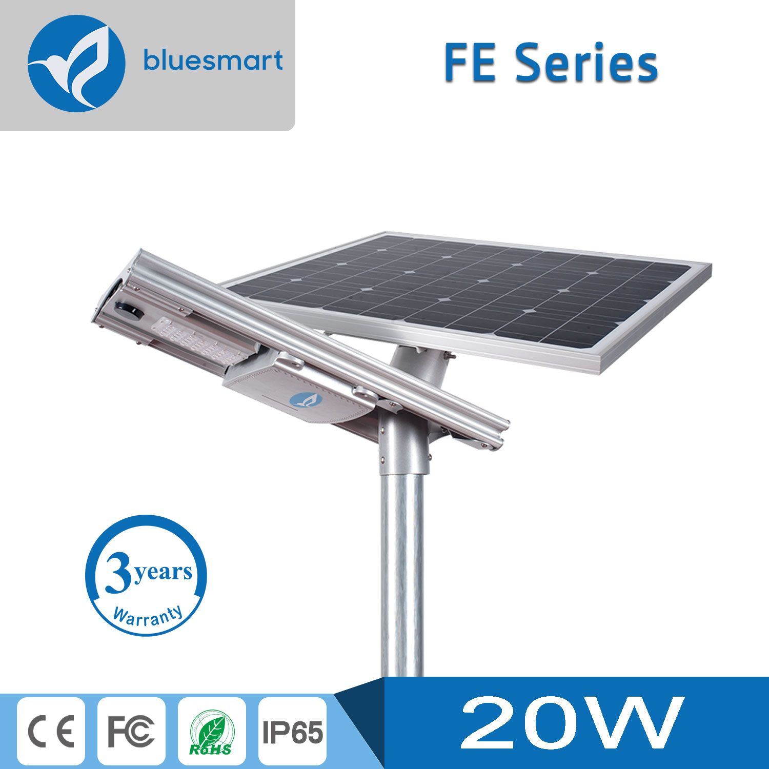 Bluesmart Solar 20W Rechargeable Solar Camping Light LED Panel Light