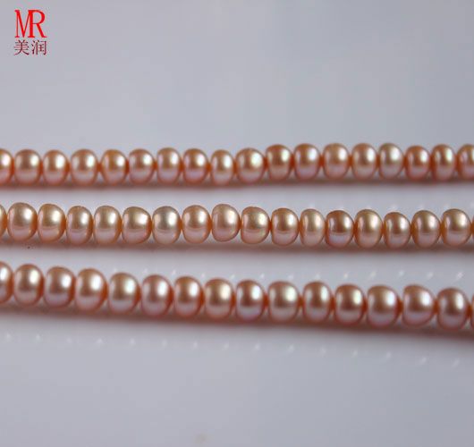 9-10mm Pink Freshwater Pearl Strand, Button Round (ES122)