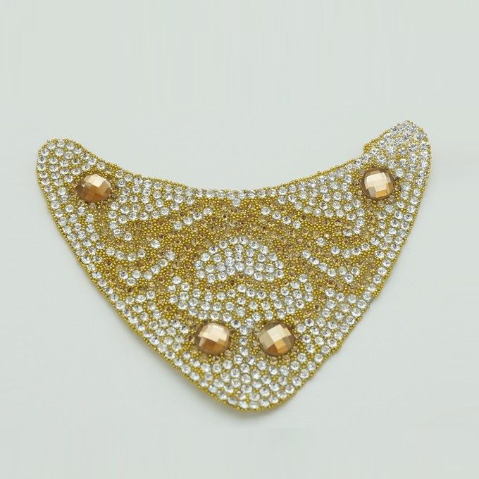 Gold Stone Patch Hot Fix/Iron on Rhinestone Applique for Ladies Shoes