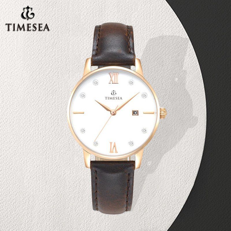 Promotion Luxury Fashion Woman Quartz Leather Crystal Watch 71100