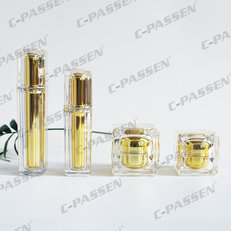 Acrylic Gold Crystal Cream Bottle Jar for Cosmetic Packaging (PPC-NEW-008)