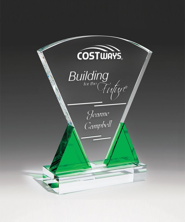 New Design Crystal Trophy Green Plaque