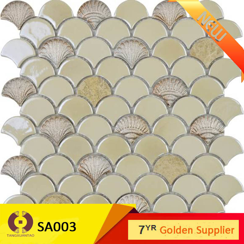 Crystal Ceramic Glass Marble Mosaic Wall Tile (SA003)