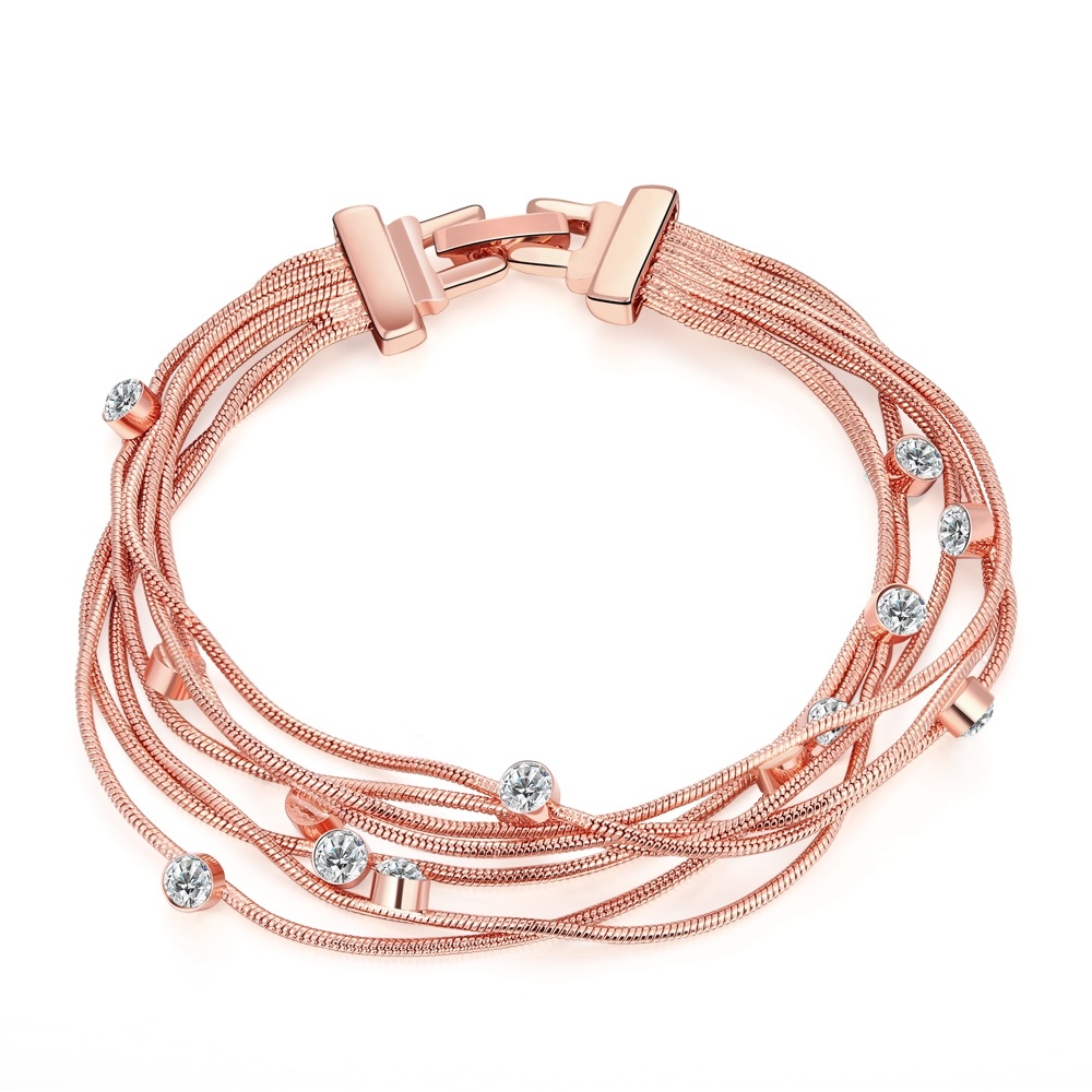 Fashion Eco-Friendly Rose Gold Bracelet Crystal Shape Pendant Charm Bracelet