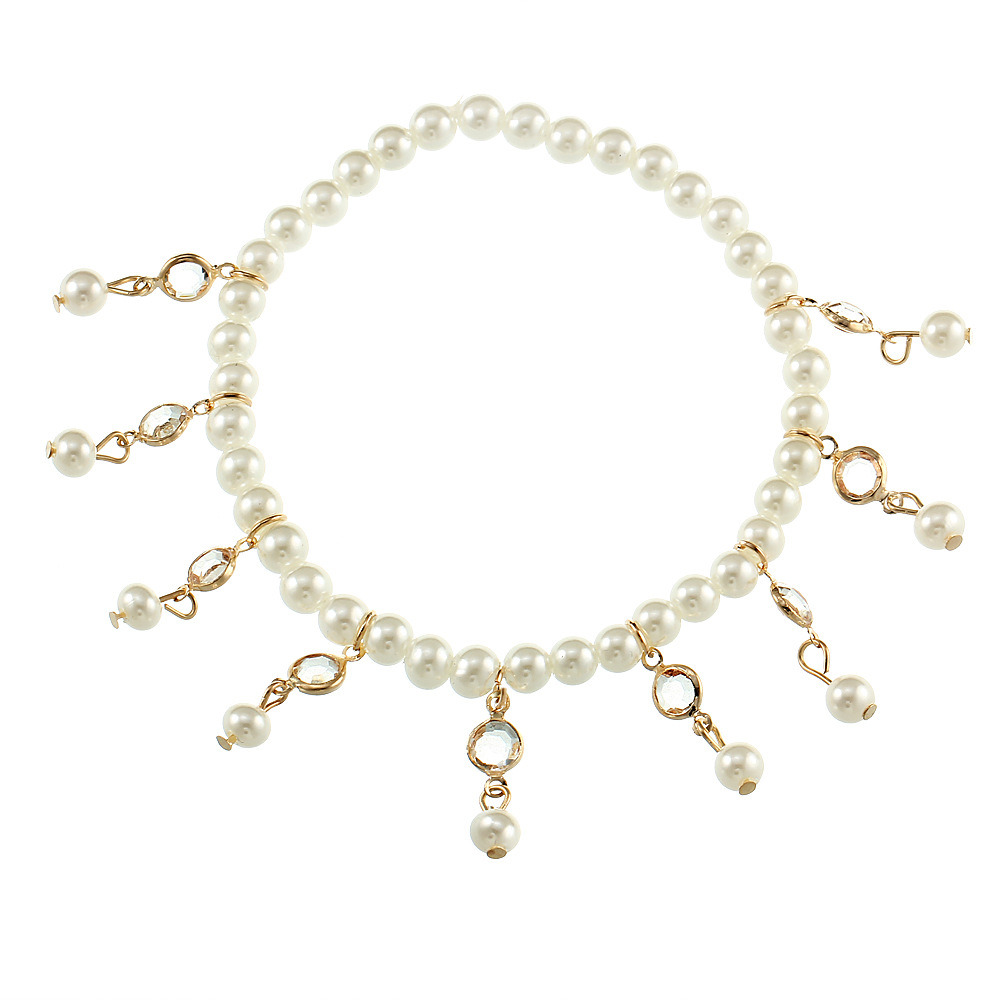 Hot Sale Stretchable Crystal Pearl Beach Anklet Bracelet