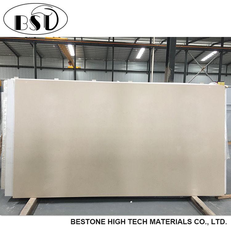 Large Size Quartz Slab, Beige Color Artificial Quartz Stone, Crystal Yellow Quartz Countertop