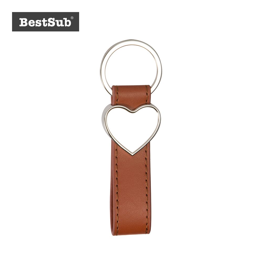 Sublimation Strip PU Key Chain (Heart, Brown) (YA110-BR)