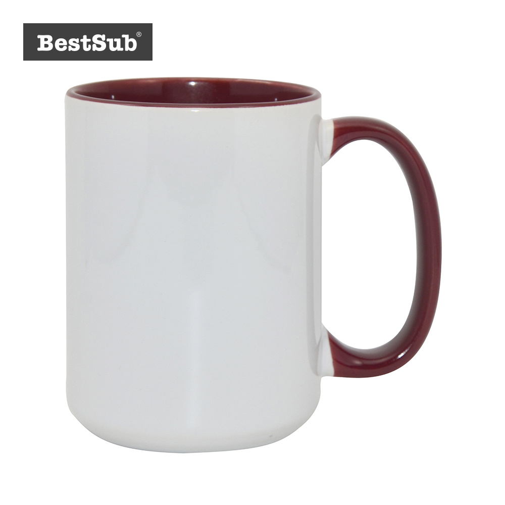 Bestsub 15oz Inner and Rim Color Sublimation Ceramic Photo Mug (B21T-10)