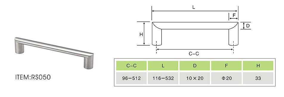 Stainless Steel Furniture Pull Kitchen Cabinet Handle (RS050)