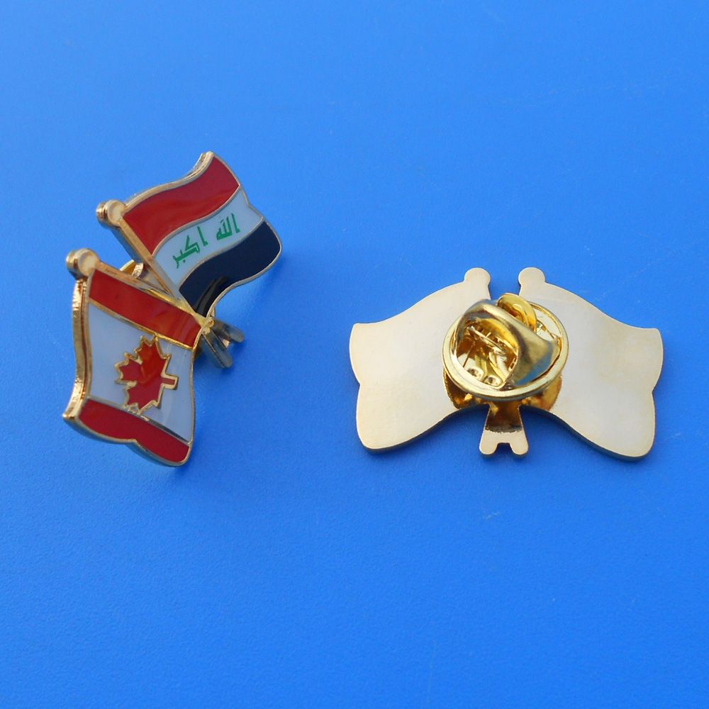 Canada and Iraq Double Pin Friendship Metal Badge