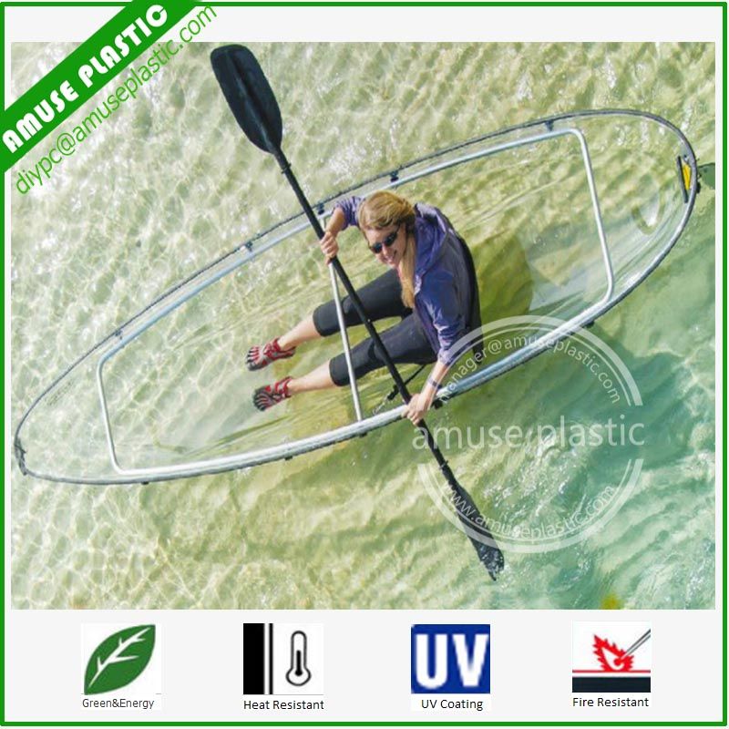 100% See Through Clear Plastic Bottom Transparent Canoe Kayaks Fishing