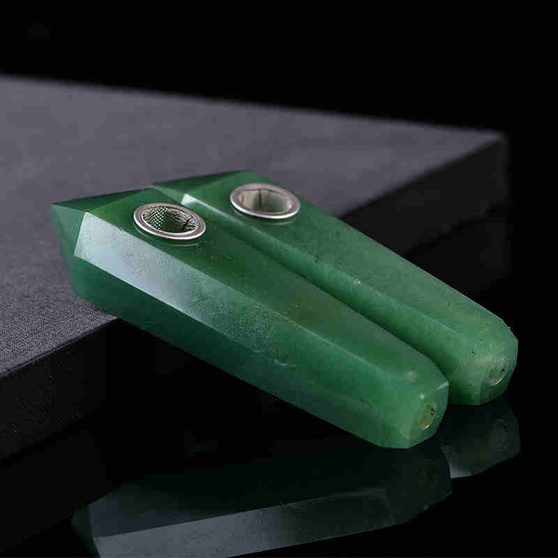 Smoking Hand Pipe Green Jade Hand Pipe Natural Material Smoking Pipe