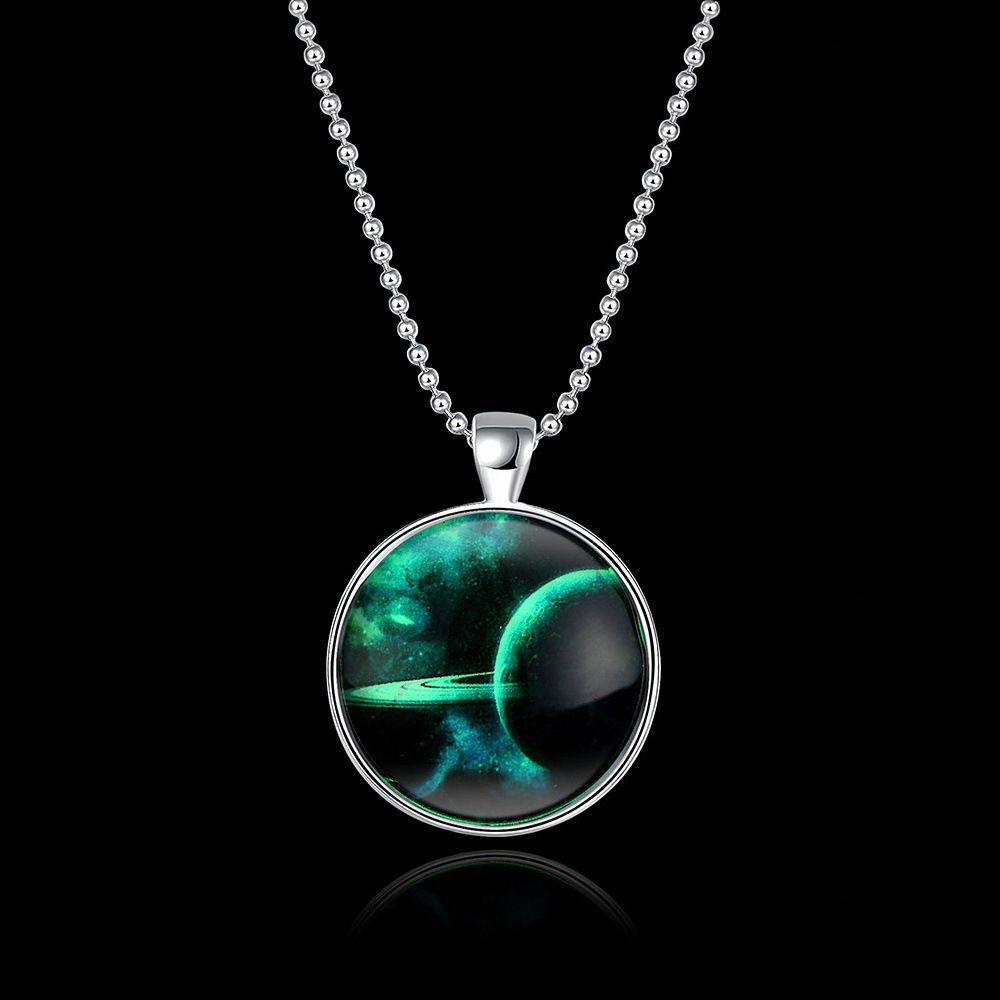 Christmas Halloween Luminous Fluorescent Necklace Alloy Glow in The Dark Necklaces Gift, Fashion Jewelry