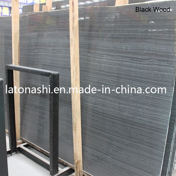 Chinese Natural Black Wood Grain Marble Slab with Low Price