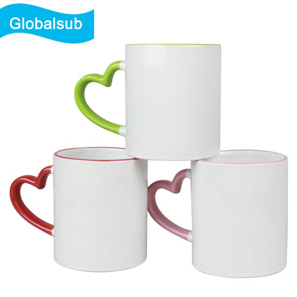 Globalsub 11oz Ceramic Mug with Colorful Heat Shape Handle