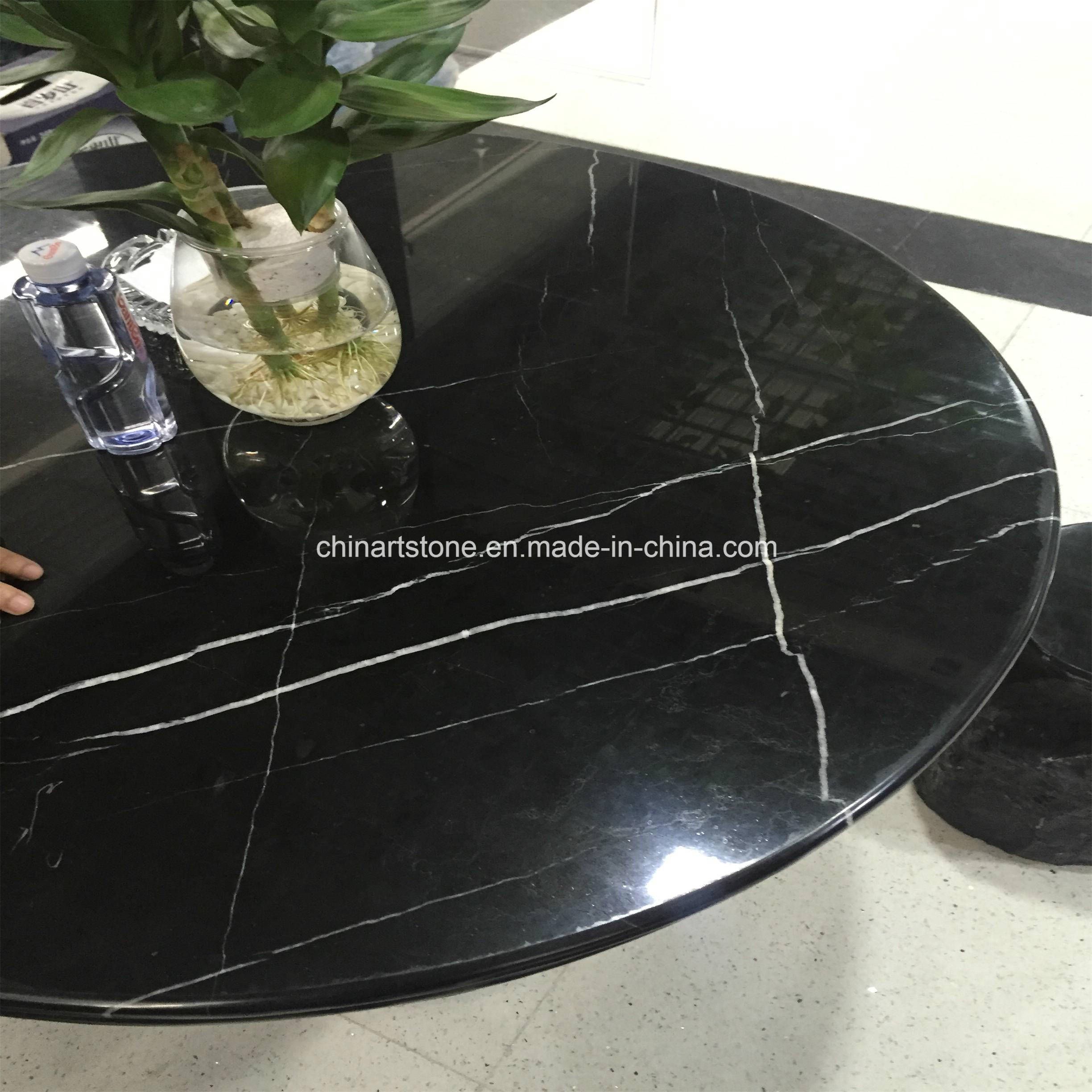 Nero Marquina Black Marble Desk for Business Room