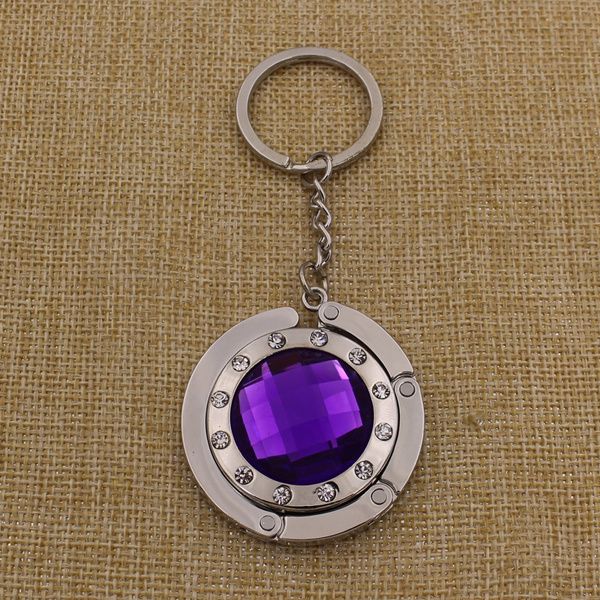 Custom Metal Foldable Crystal Bag Hanger with Keychain