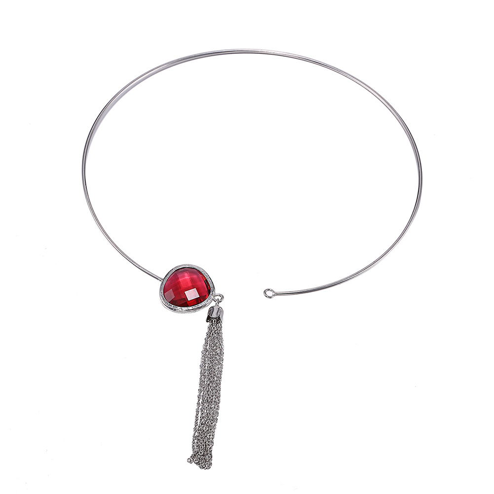 Exquisite Tassel Red Glass Choker for Women