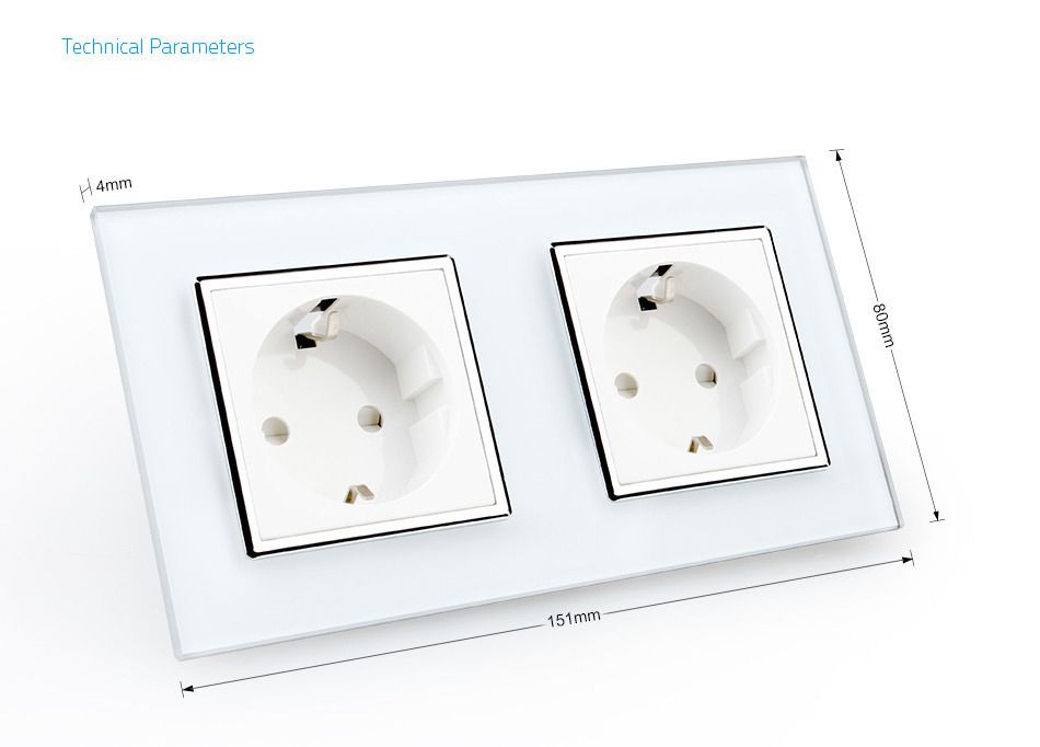 EU Style Double Panel 16A Wall Power Socket