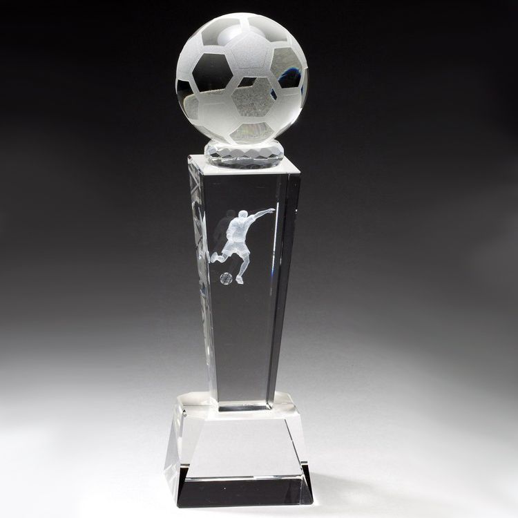 Crystal Glass Football Soccer Award Trophy for Souvenirs