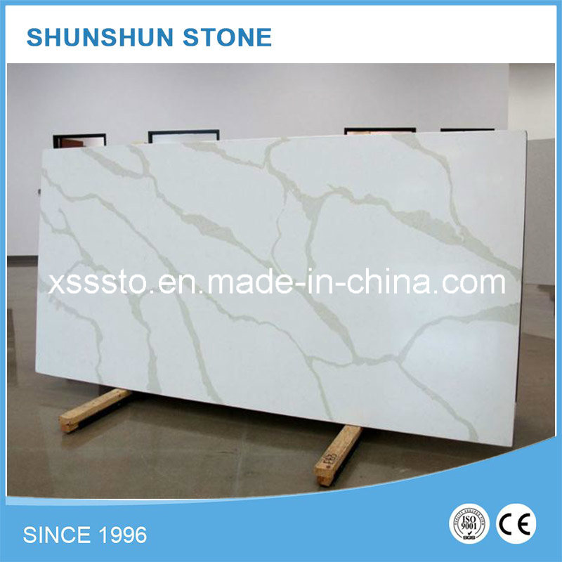 Beautiful Calacatta White Quartz Stone Slab for Decoration