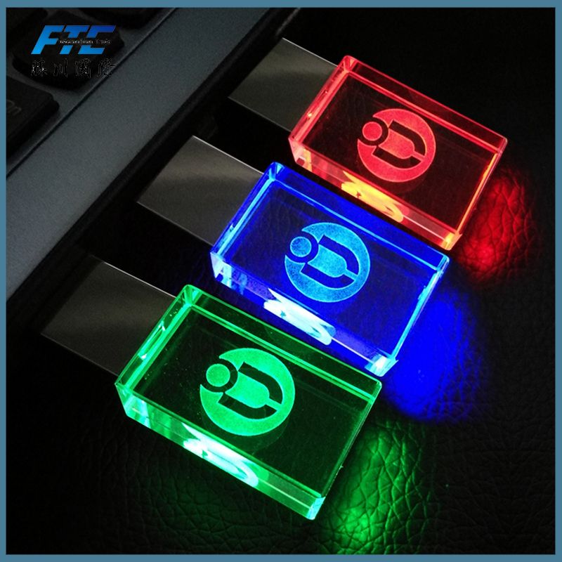 Customerized Logo Crystal Transparent USB Flash Drive