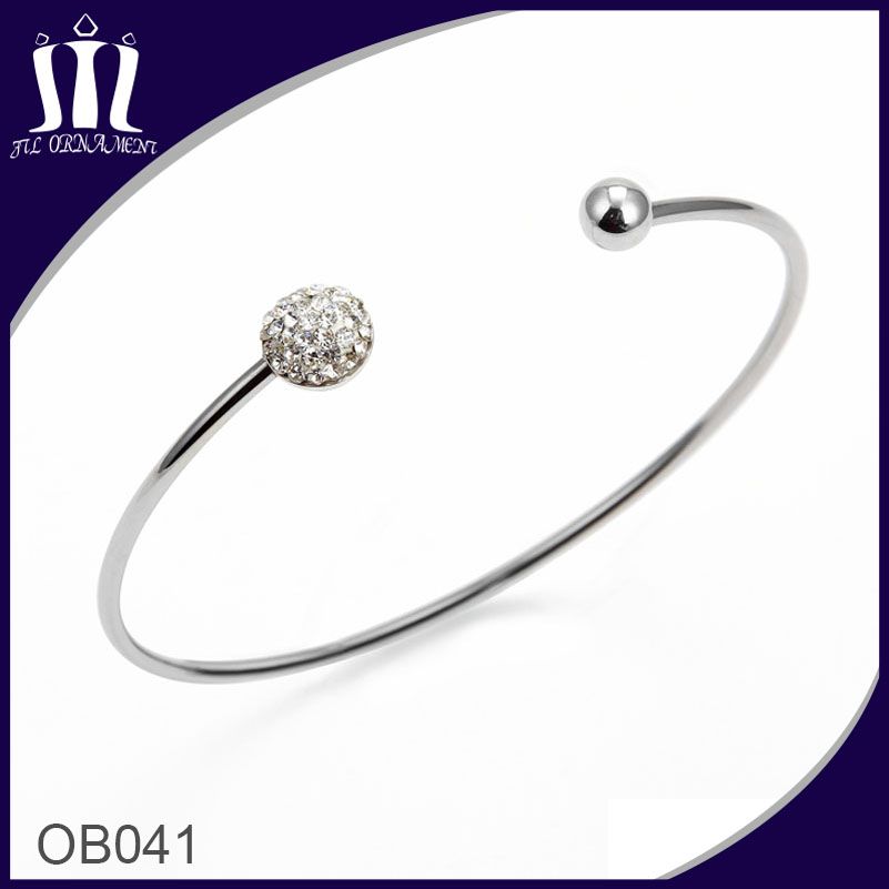 Diamond Inlay Mud Ball Roundel Slim Bracelet for Girl