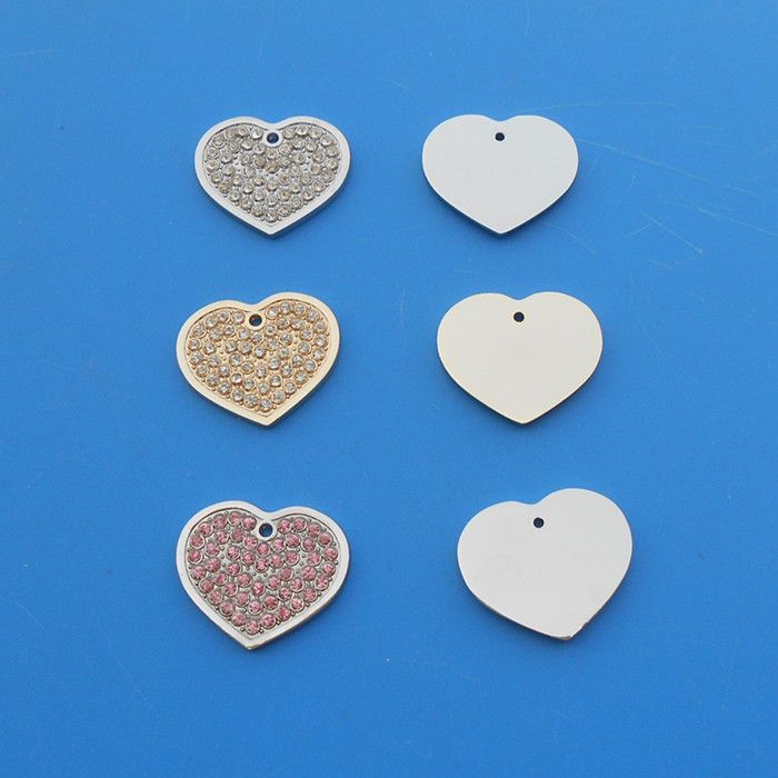 Heart Shape Rhinestone Pet Tags, Crystal Dog Tags