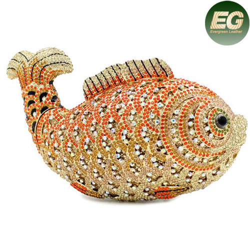 Fish Stone Evening Bag Ladies Small Fancy Crystal Elegant Handbag Leb723