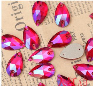 Flat Back Ab Color Crystal Stones Beads with Two Holes