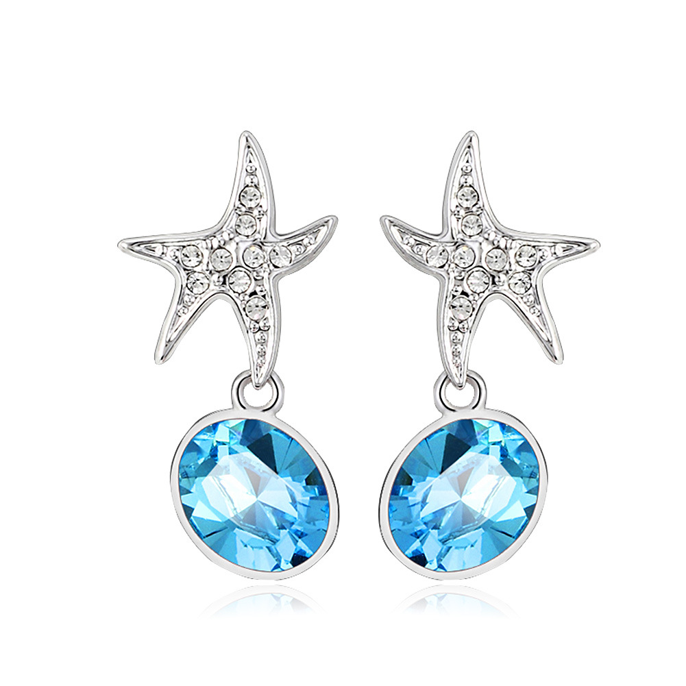 Star Shape Blue Crystal Women Fashion Earrings