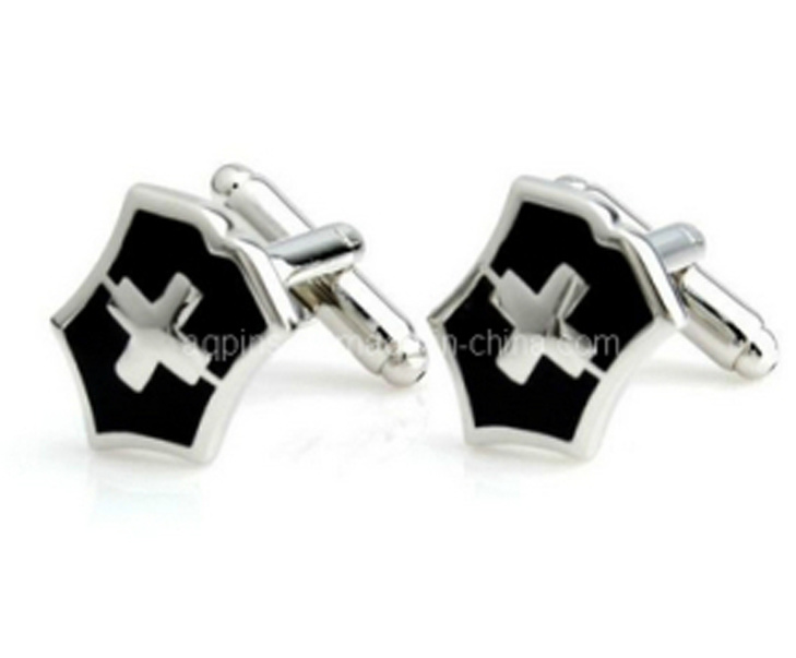 Enamel Cuff Links in Nickel Plating