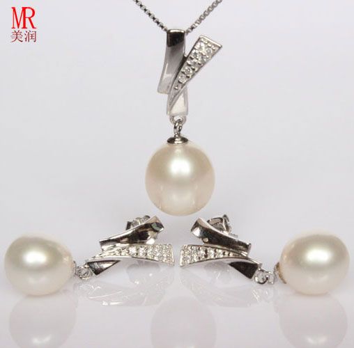 925 Sterling Silver Fresh Water Pearl Necklace Set