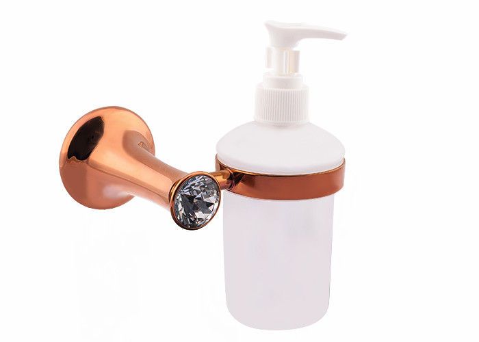 Bathroom Accessory Soap Dispenser Holder Zinc Alloy and Crystal Plate Rose Gold