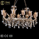 Long Cognac Crystal Chandelier Light