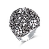 Retro Style Flower Black Crystal Vintage Jewelry Finger Ring