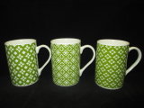 Wholesale Straight Ceramic Mug with Green Rhombus