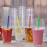 16oz Plastic Crystal Clear Cups for Iced Coffee, Bubble Boba