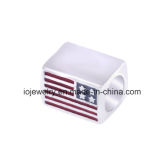 Fashion Steel Fine Jewelry Enameled American Flag Bead