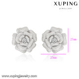 28420 Fashion Luxury Wedding Jewelry Zircon Flower Earring Inrhodium-Plated